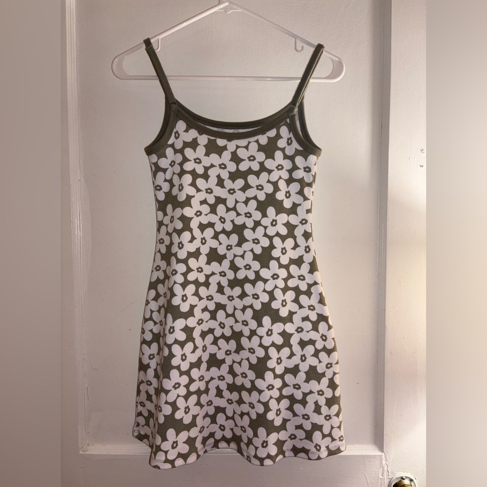 American Eagle x TSITP Green Floral Ribbed Knit Mini Dress - Extra Small - Picture 4 of 13